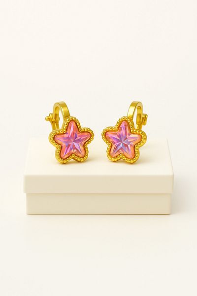 MakeWell Compression Earrings Colorful Stars Design Earrings for Non-Pierced Ear