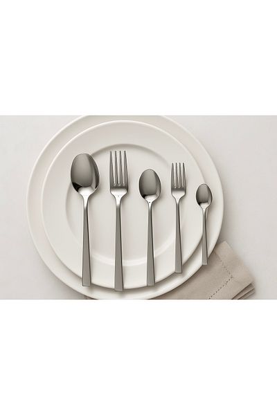DOWRY STİL Silver Sparkle 30 Piece Cutlery Set for 6 People
