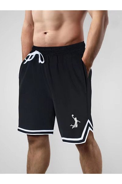 DEEPSENCE Pánské černé extrafor česané bavlněné šortky Basketbal Fotbal Fitness Sportovní Cvičení Běh