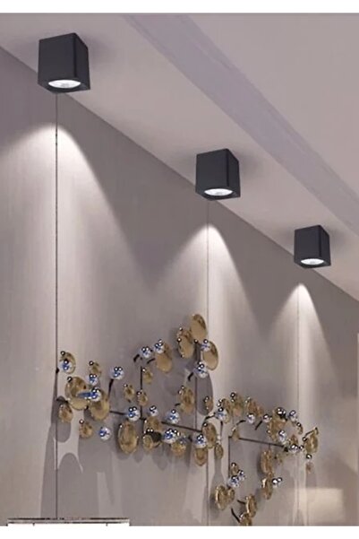 Cata BERGAMA SIVA ÜSTÜ ARMATÜR (GU-10 ) KARE (SİYAH+PLATİN)