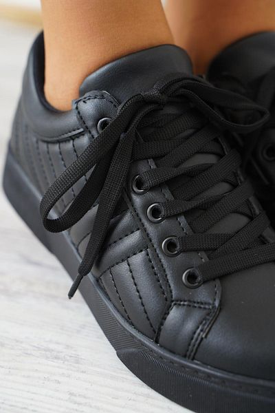 Moda Pie Pantofi sport cu broderie laterală Effo piele neagră