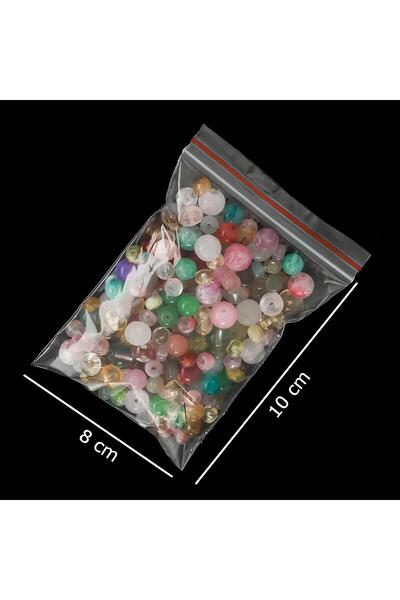 HG Tedarik 100 Adet 8X10 Cm Şeffaf Kilitli Poşet, Kına Çerez Kuruyemiş Poşeti, Kilitli Torba