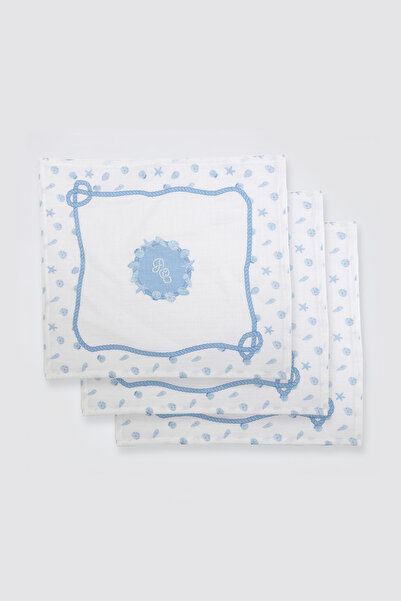 Atelier Babbi 100% Cotton 3-Piece Mouth Cloth Set - Seashells