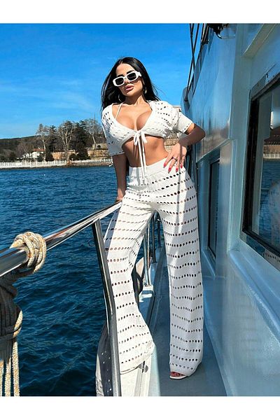 tofan Knitwear Beach Crop Pants Suit