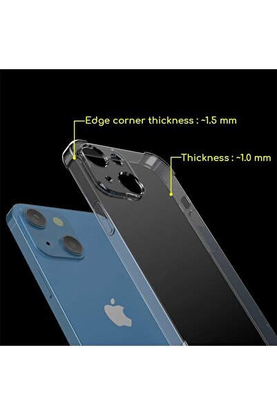 Fibaks iPhone 14 Plus / 15 Plus Case Antishock Shock Absorbing Camera Protection Soft Flexible Transparent Silicone