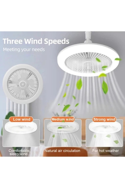 Genel Markalar Pervaneli Led Lamba Kumandalı 3 Farklı Işık Rengi Serinle Ve A...