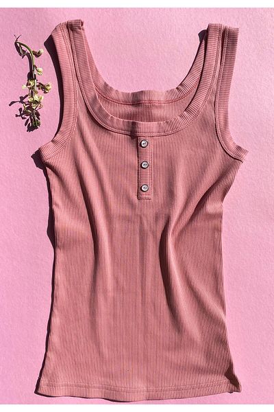 Ahmio Livora 2-Pack Cotton Rib with Lycra Buttons and Comfortable Typesetting (Black and Rose)