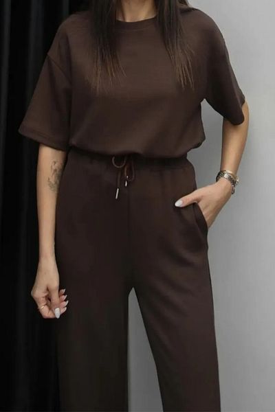 Balenbi Women's Modal Fabric Short Sleeve Tracksuit Set 1098