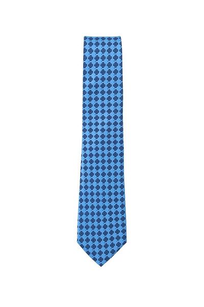 1001 Kravat Blue Navy Blue Geometric Patterned Classic Tie 8 cm Width