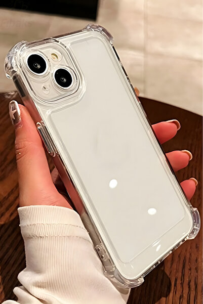 Fibaks Apple iPhone 13 Kılıf Antishock Darbe Emici Kamera Korumalı Yumuşak Esnek Şeffaf Silikon Kapak