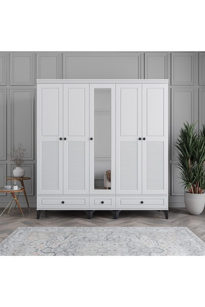 MONZIO Panjur 5 Kapaklı Çekmeceli Gardırop %100 MDF