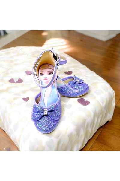 PATİK BEBE Pantofi mov cu toc pentru fetiță prințesă