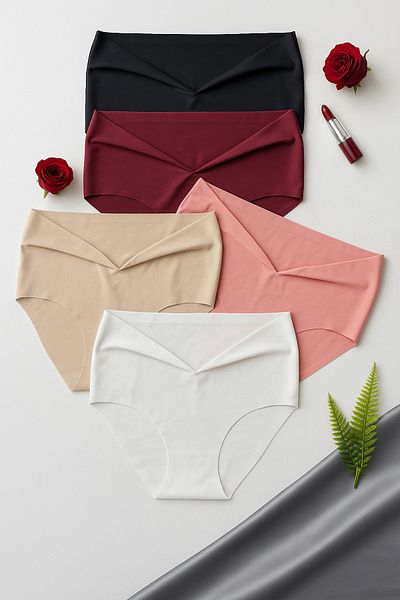 İmpavido 10Lu Laser Cut High Waist Panties Bikini Shaper Lycra Flexible
