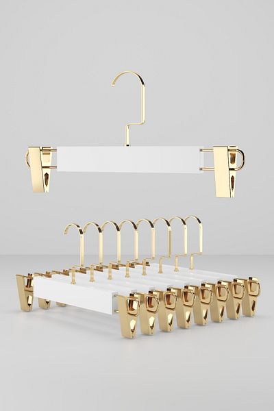 Onouqo White Wooden Hanger Clothes and Skirt Hanger Special Series Gold American Hook 12 Pieces