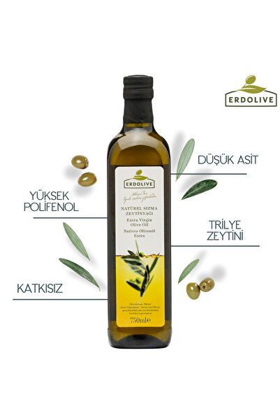 Erdolive Natürel Sızma Zeytinyağı 750ml Cam Şişe - Sadece Mekanik Yöntemlerle...