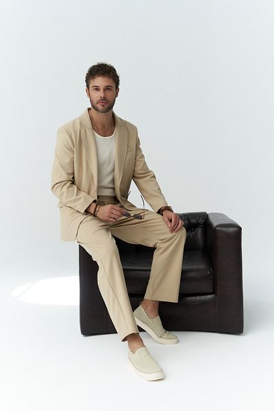 MAİ COLLECTİON Orlando Beige Men's Jacket Pants Set