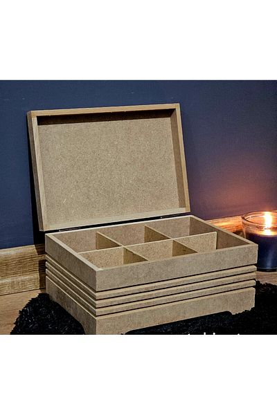 Tekir Store evinizi güzelleştirin Wooden 6 Compartment Jewelry Watch Accessory Box Ribbed Model Raw Hobby Painting Mdf