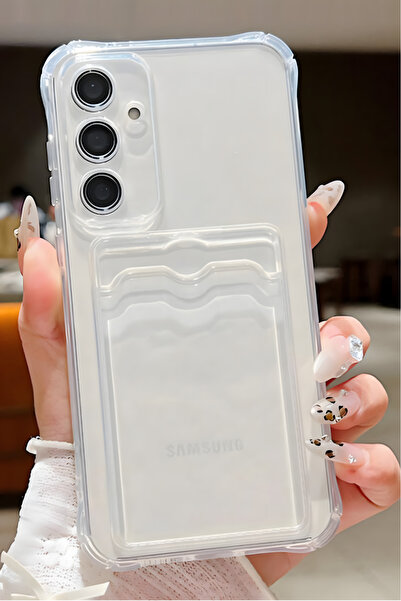 Fibaks Samsung Galaxy A55 Kılıf Kamera Koruma ve Köşe Korumalı Kartlıklı Cüzdanlı Darbe Emici Kapak