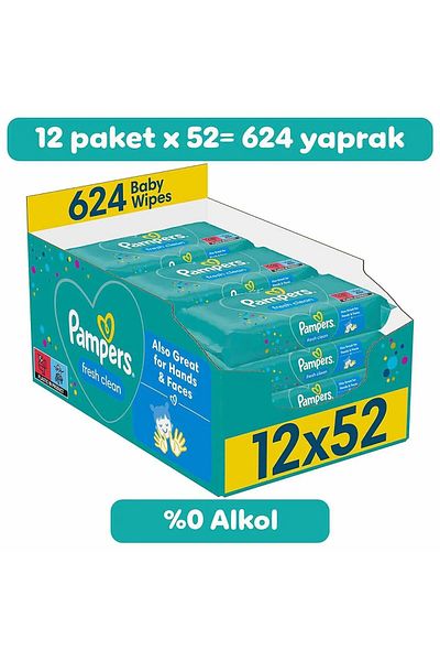 Prima Prosoape umede Pampers Baby Fresh Clean 52 bucăți * 12 bucăți