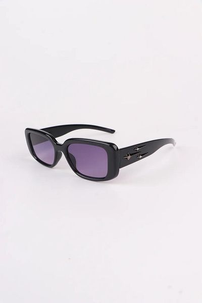 Eyesofia Jack Unisex Square Star Detailed Black Colored Glass New Season Popular Sunglasses