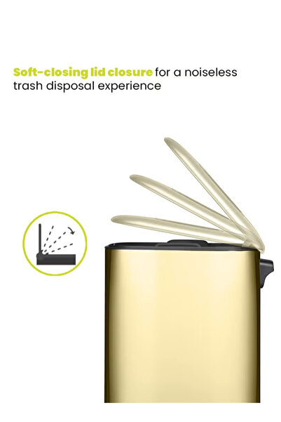 EKO Regent 20l Pedal Trash Bin – Champagne Gold, Soft-close, Stainless Steel, Fingerprint-resistant