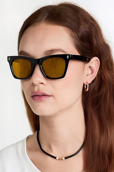 Eyesofia Iris Unisex Black Yellow Vintage Sunglasses