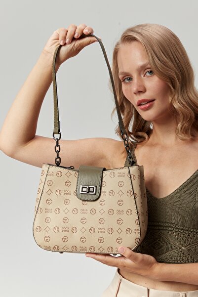 Morpelikan Women's Three-Compartment Lock Closure Adjustable Shoulder and Cross Strap Monogram Handle Shoulder Bag