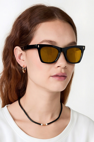 Eyesofia Iris Unisex Black Yellow Vintage Sunglasses