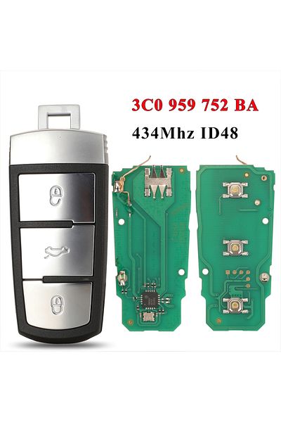 jingyuqin Full Key 3 Buttons Smart Remote Car Key Fob For Volkswagen 3c0 959 752 Ba 434mhz Id48 Chip