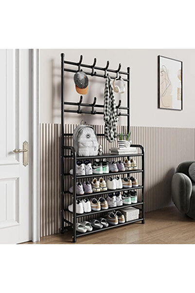 Primo Plus 5 Layer Shoe Rack Stainless Steel Tube Shoes Boots Black Pr606