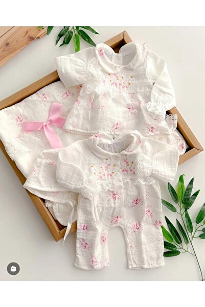 MİLAYS LİFE HOME COLLECTİON MÜSLİN ÇİÇEKLİ KIZ BEBEK YENİDOĞAN %100 PAMUKTAN ...