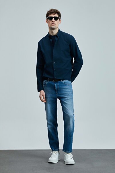 Lufian 111010637 Ellery Чоловіча сорочка Basic Regular Fit Біла чоловіча сорочка LACİVERT