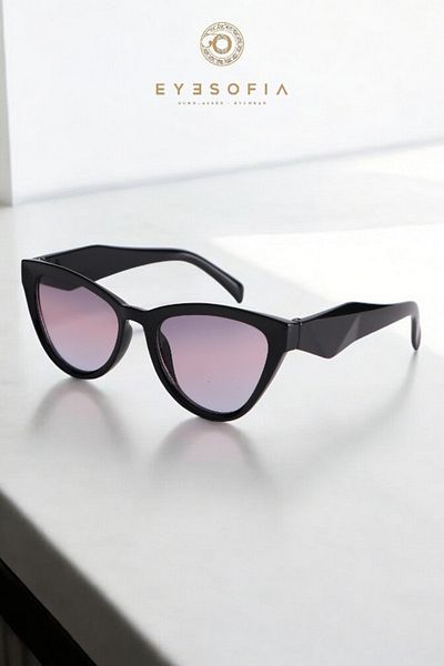 Eyesofia Tascono Unisex Black Lilac Gradient Glass Sunglasses