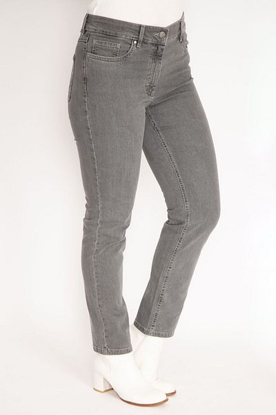 Şans Women's Large Size Gray 5 Pocket Jeans Trousers 65n35144