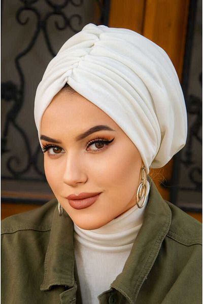 Aişe tesettür White Draped Filled Bonnet