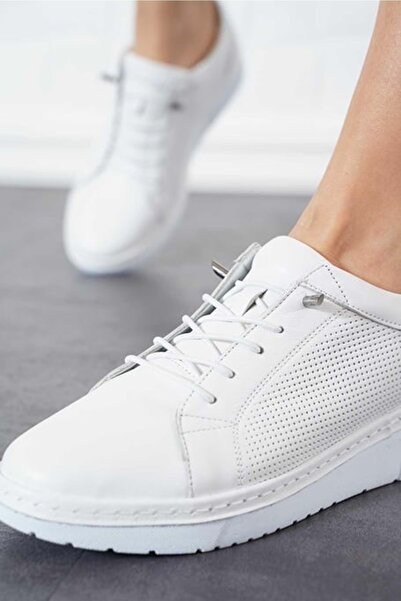 Venüs Livon Genuine Leather Orthopedic Women's Casual Shoes White