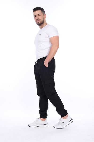 VIKUNYA Ανδρικό παντελόνι Jogger Ποιότητας Cotton Lycra Cargo με ελαστική μέση και τσέπες Cargo στο πόδι