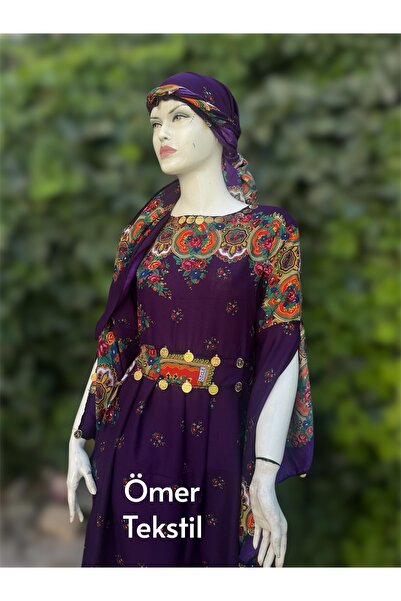 MODA Yöresel Hamavi Elbise Diz Üstü (ELBİSE BOYU 130CM- ŞAL VE KUŞAK IÇİNDE)