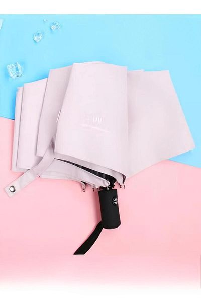 Generic Fully Automatic Uv Protection Tri-fold Umbrella Black Plastic Sun Umbrella Sunshade Umbrella