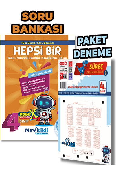 Mavitikli Yayıncılık 4.sınıf Tüm Dersler Soru Bankası & 6'lı Paket Deneme