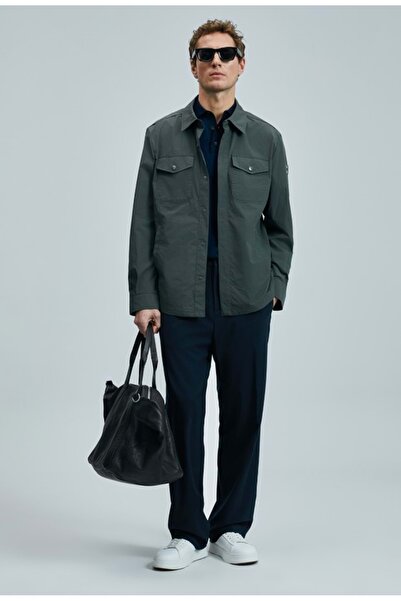 Lufian 111120067 Alex Mevsimlik İnce Yağmurluk Gömlek Erkek Mont YEŞİL