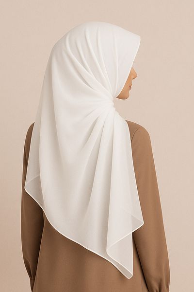 Paciqa White Solid Color Chiffon Shawl 70X180 cm Lightweight Thin Summer Hijab