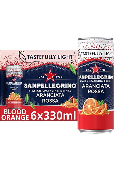 San Pellegrino Italian Sparkling Drinks Tastefully Light Sparkling Blood Orange Canned Soft Drink 6