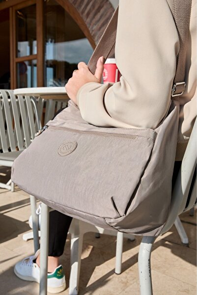 Sanmorris Women's Water Resistant Fabric 5 Compartment Cross Strap Mink School Travel and Shoulder Bag