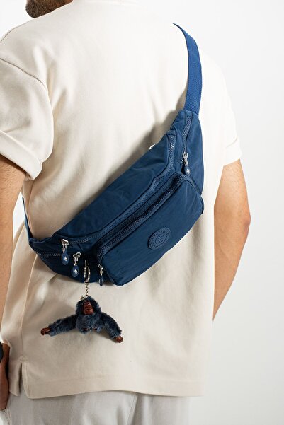 Sanmorris Синій унісекс-тканинний рюкзак - водостійкий рюкзак з регульованим поясом і плечовими ременями