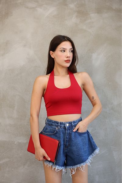 ESL ESLEM Crop Top with Halter Neck