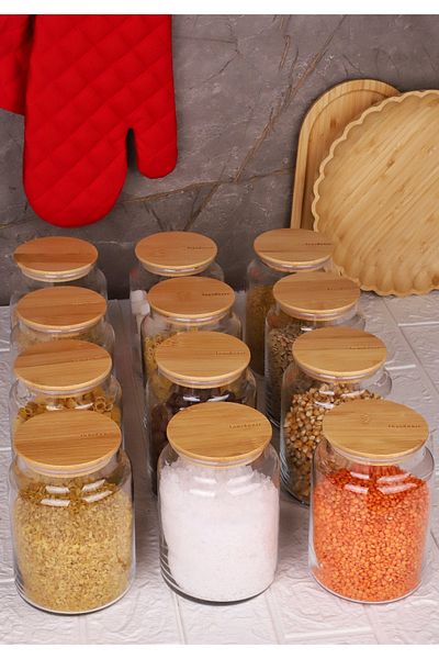 Bambum 12" Glass Storage Container - 800ml with Vacuum Bamboo Lid