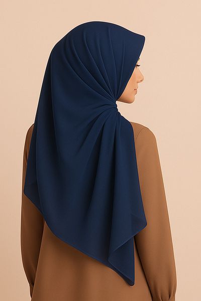 Paciqa Şal din șifon de culoare uni bleumarin 70x180 cm Hijab de vară subţire uşoară