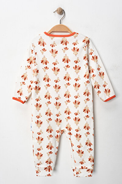 Mıdırık Baby Girl Printed 100% Cotton 3-Piece Jumpsuit Set Without Booties 9-12-18 Months (Girl Boy Newborn)