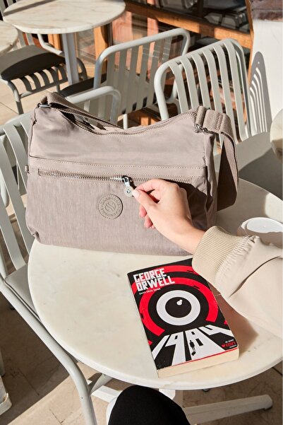 Sanmorris Women's Water Resistant Fabric 5 Compartment Cross Strap Mink School Travel and Shoulder Bag